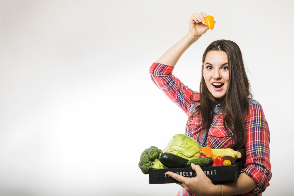 Why Online Grocery Shopping is the Smart Choice for Busy People woman having fun with pepper